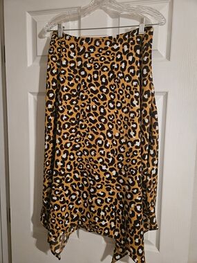Who What Wear Asymmetrical Leopard Skirt in Mustard and Black